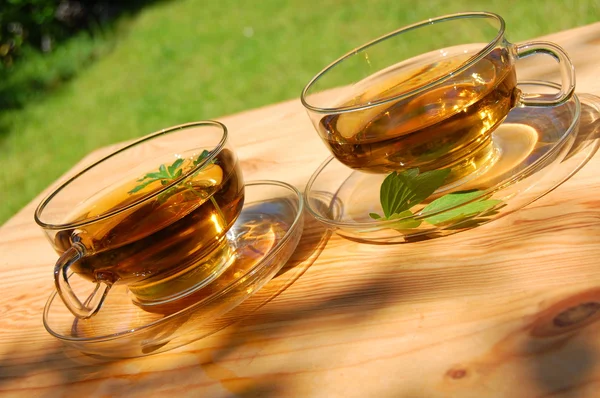 Cup of tea in the garden — Stock Photo, Image
