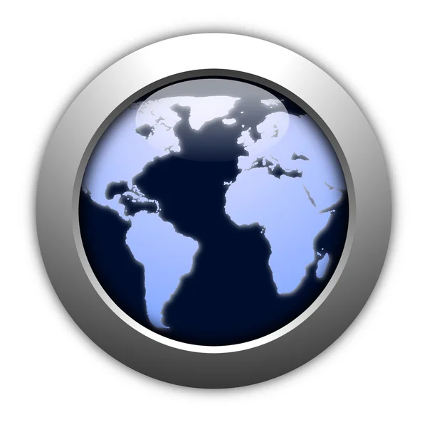 Wereld kaart knop — Stockfoto
