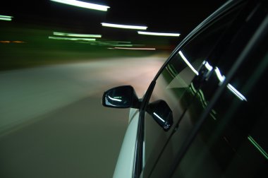 Night drive with car in motion clipart