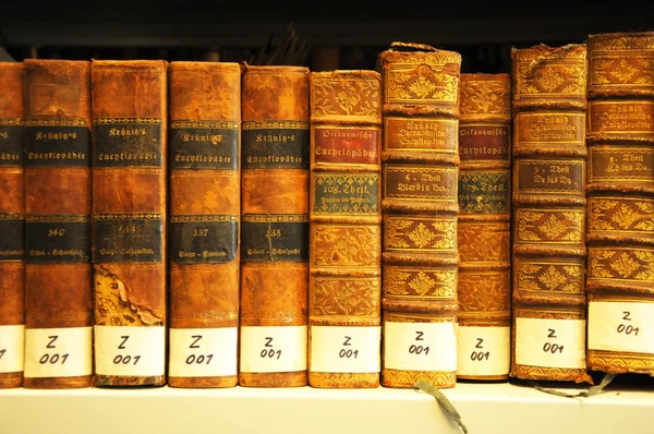 Gamla böcker i biblioteket — Stockfoto
