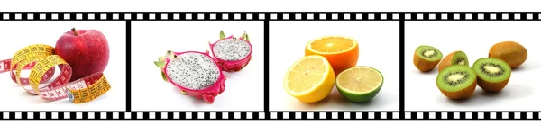 Collectie van vruchten met Filmstrip — Stockfoto