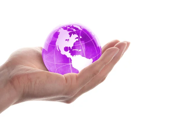 Hand holding globe — Stock Photo, Image