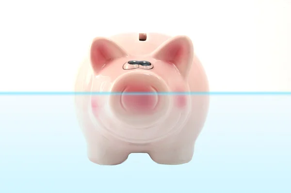 Piggy bank swimming in water — Stock Photo, Image