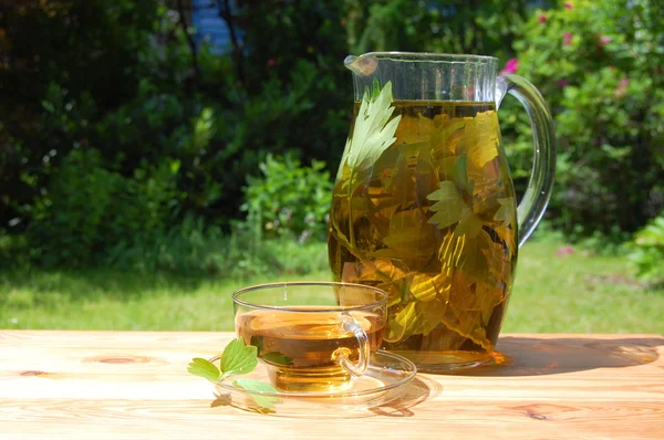 Cup of tea in the garden — Stock Photo, Image