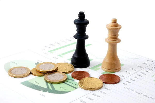 Chess man over business chart — Stock Photo, Image