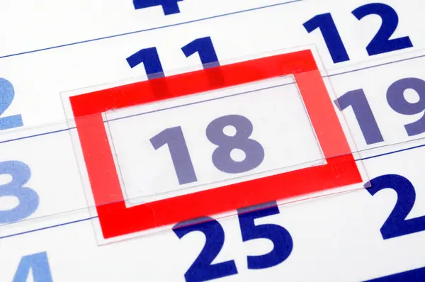 18 calendar day — Stock Photo, Image