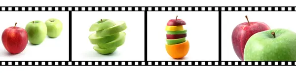 Coleção de frutas com tira de filme — Fotografia de Stock