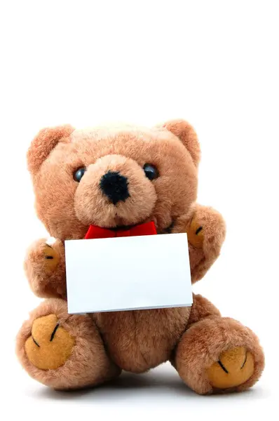 Isolated teddy with blank sheet Stock Picture