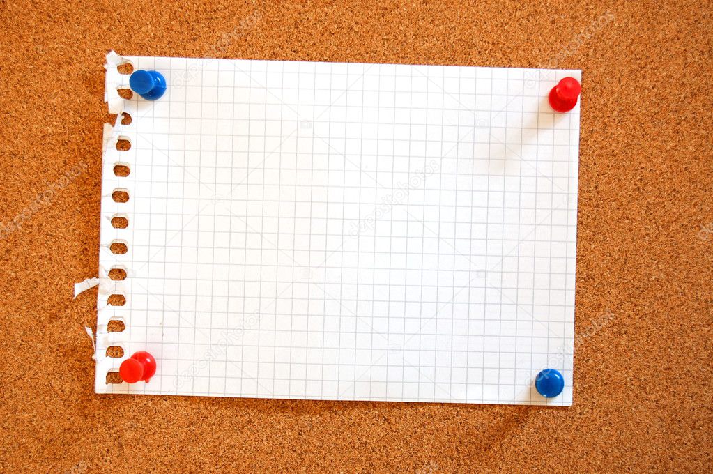 Empty sheet paper with push pin