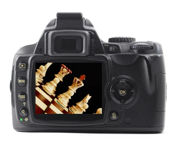 Digitale camera en Schaken — Stockfoto