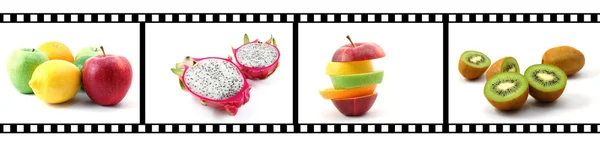 Coleção de frutas com tira de filme — Fotografia de Stock