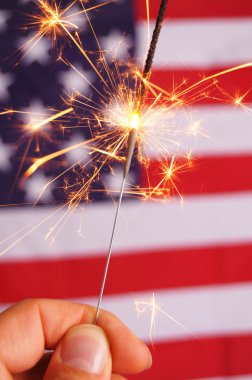 Sparkler and usa flag clipart