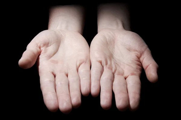 Empty hands on black — Stock Photo, Image