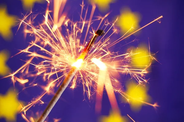 Bandeira da união do euro e sparkler — Fotografia de Stock