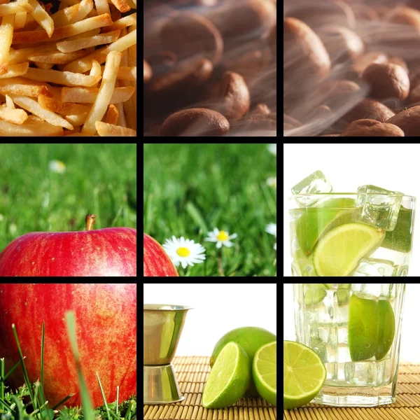 Collage de alimentos y bebidas —  Fotos de Stock