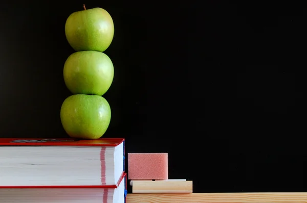 stock image Blank blackboard with apples