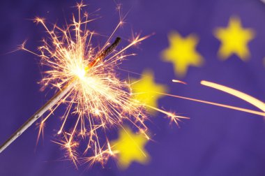 Eu flag and sparkler clipart