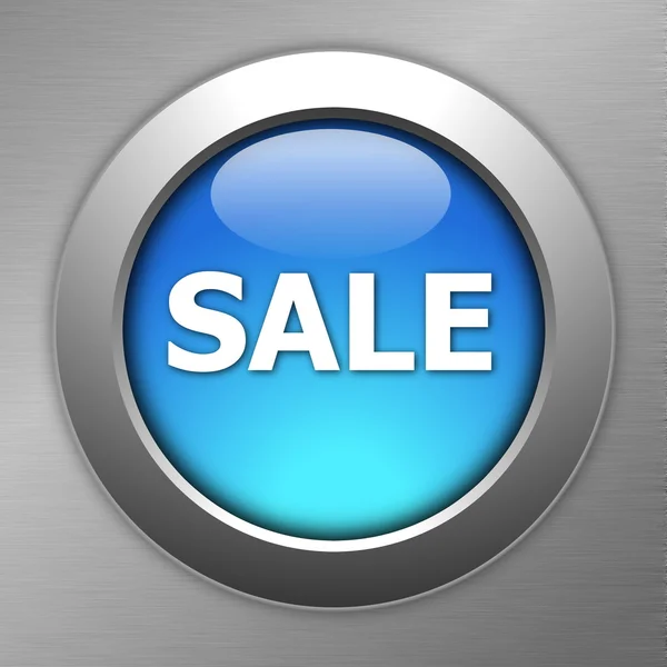 Prodej modré tlačítko — Stock fotografie