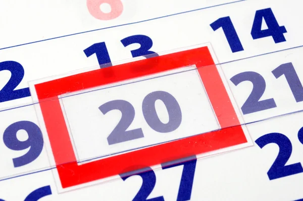 20 calendar day — Stock Photo, Image