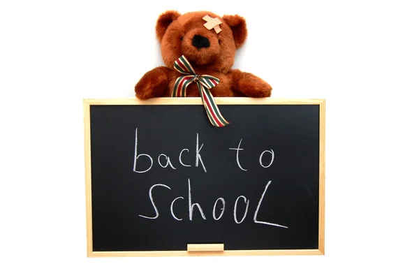 Teddy och blackboard — Stockfoto
