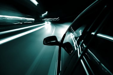 Night drive with car in motion clipart