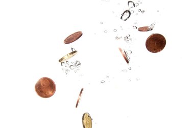 Coins in water clipart