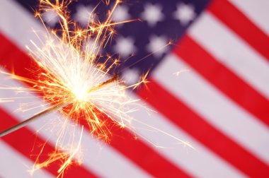 Sparkler and usa flag clipart