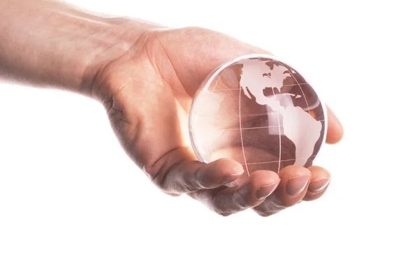 Globe in de hand — Stockfoto