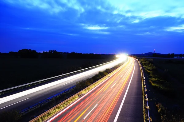 Night traffic on highway — Stock Photo, Image
