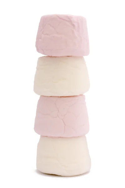 Pilha de marshmallows sobre branco — Fotografia de Stock