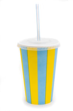 Stripy drinks cup with staw clipart