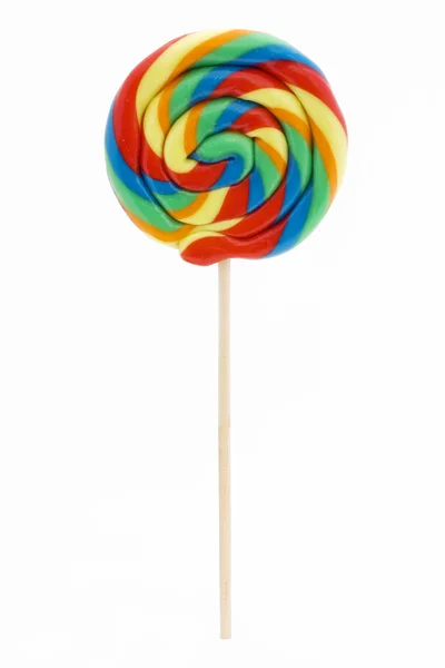 Regenboog lollipop op wit — Stockfoto