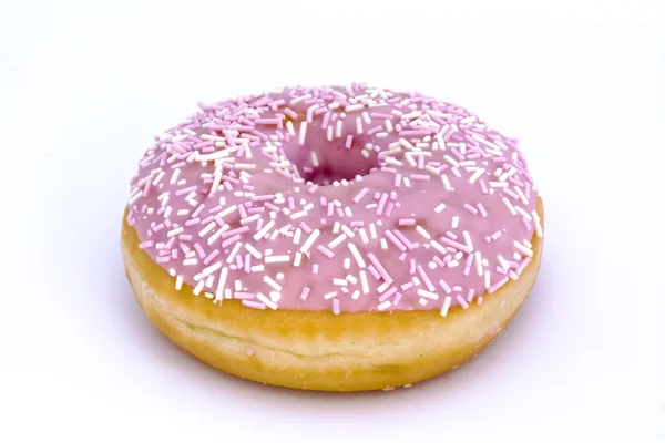 Roze donut geïsoleerd op wit — Stockfoto