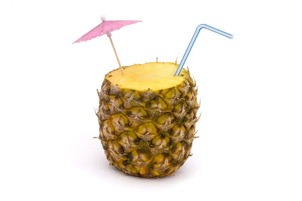 Ananas med starw och paraply — Stockfoto