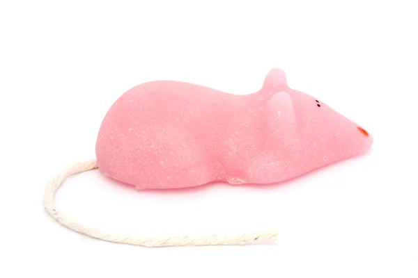 Rato de açúcar rosa isolado sobre branco — Fotografia de Stock