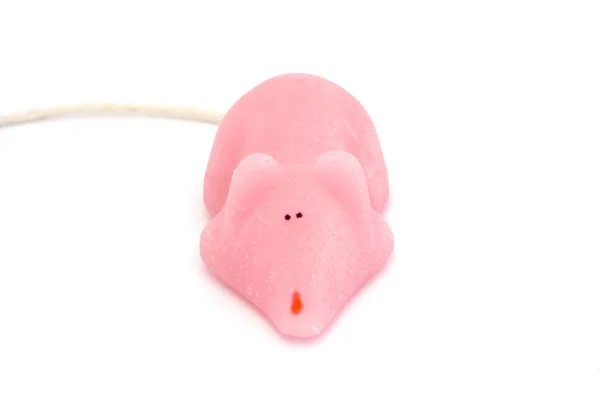 Pink sugar mouse isolated on white — Stock Photo, Image