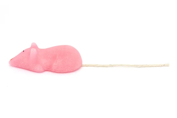 Rato de açúcar rosa isolado sobre branco — Fotografia de Stock