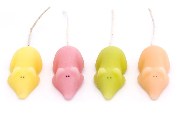 Cuatro ratones de azúcar de color sobre blanco —  Fotos de Stock