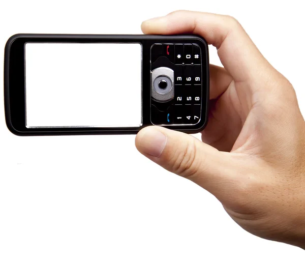 Segurando câmera celular — Fotografia de Stock