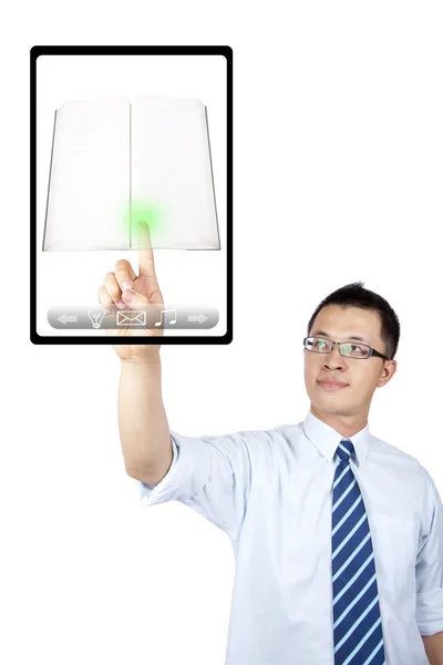 Electronic book by touch screen — Stock Photo, Image