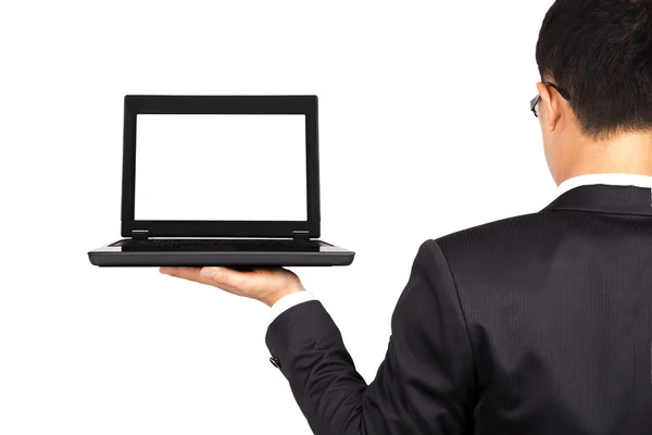 Affärsman och laptop — Stockfoto
