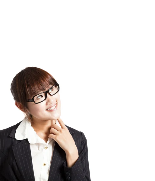 Giovane donna d'affari sorridente e alla ricerca — Foto Stock