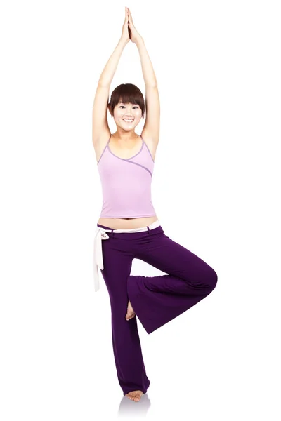 Flicka och yoga — Stockfoto