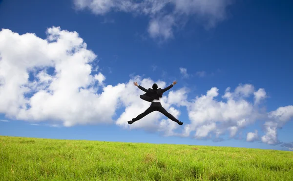 stock image Happy and successful Businessman jumping