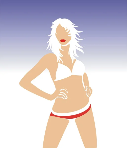 Silueta de mujer en bikini — Vector de stock