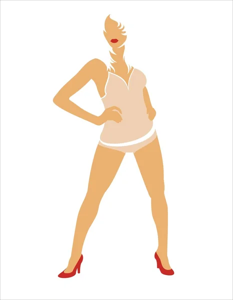 Silhouette femme en chaussures rouges — Image vectorielle