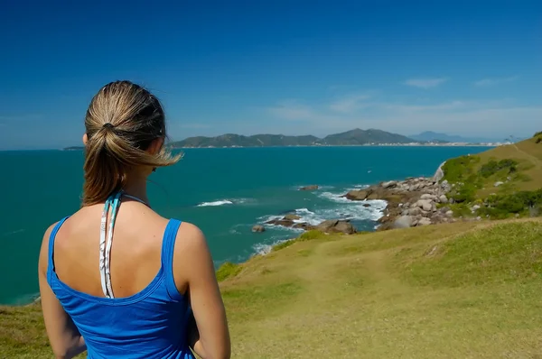 stock image Woman looking landscape