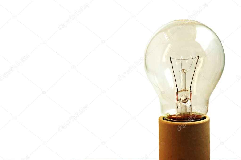 Old light bulb off in a socket isolated