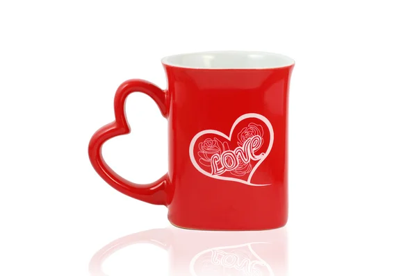 Mug with heart write love isolated — Stock Photo, Image
