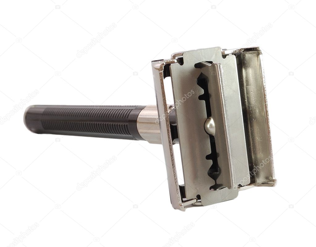 Safety Razor open with blade isolated